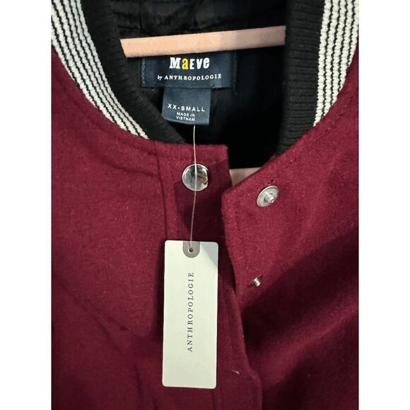 Anthropologie Maeve Colorblock Cropped Varisty Bomber Jacket - Picture 6 of 11